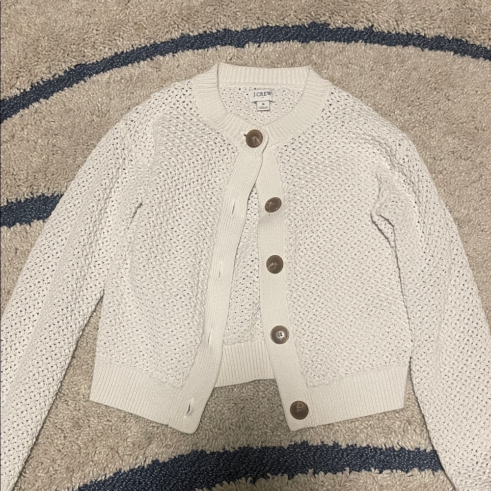 J. Crew Women's White Knit Cardigan